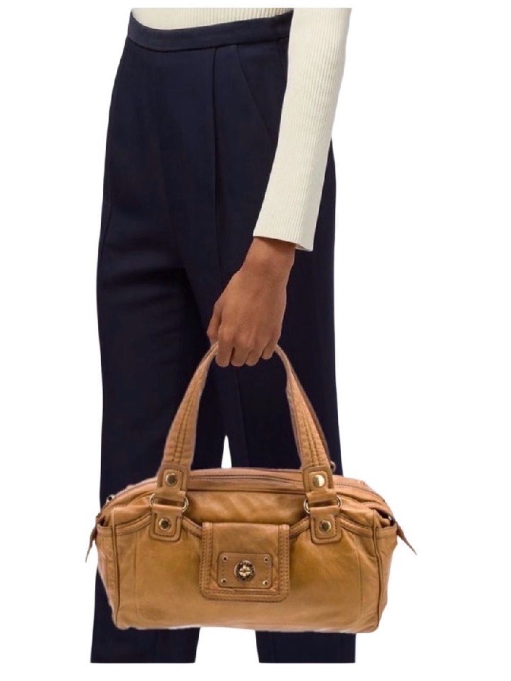 Marc by Marc Jacobs Totally Turnlock Benny satchel in cognac leather.